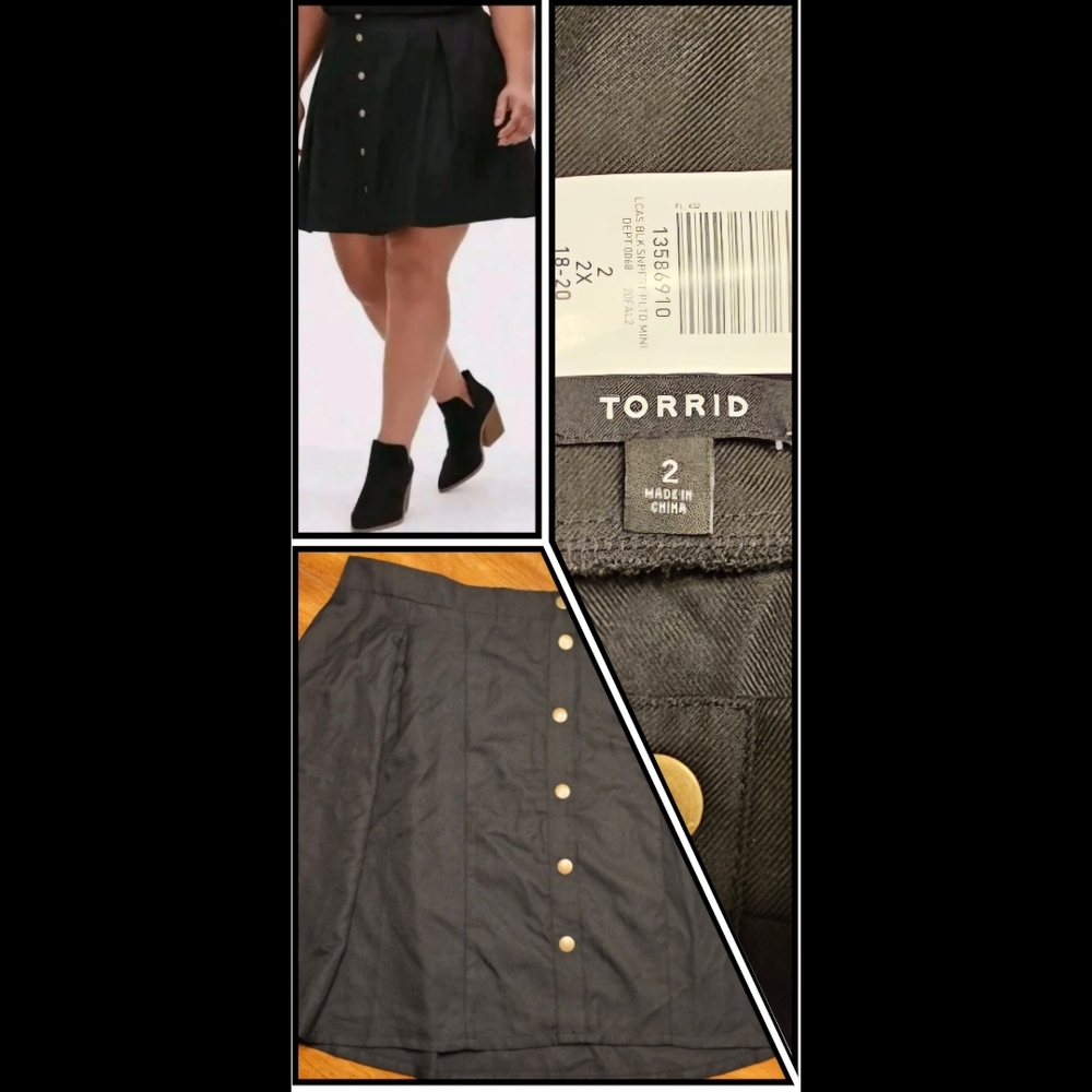 Torrid Black Button-Front Skirt size 2 (18-20)